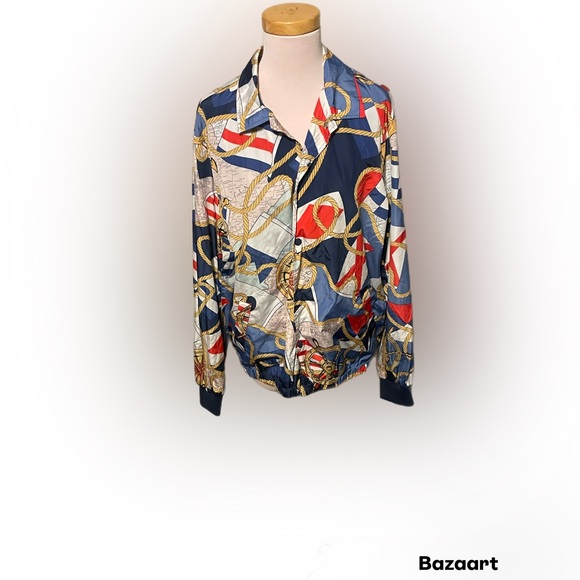 VINTAGE Nautical/ Maps/Flags Rain Jacket - Picture 3 of 8